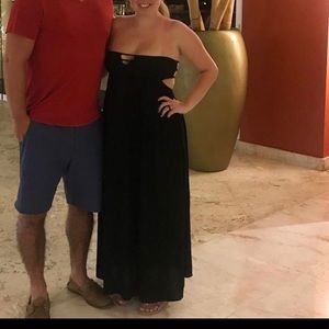 Black Strapless Maxi with Open Back